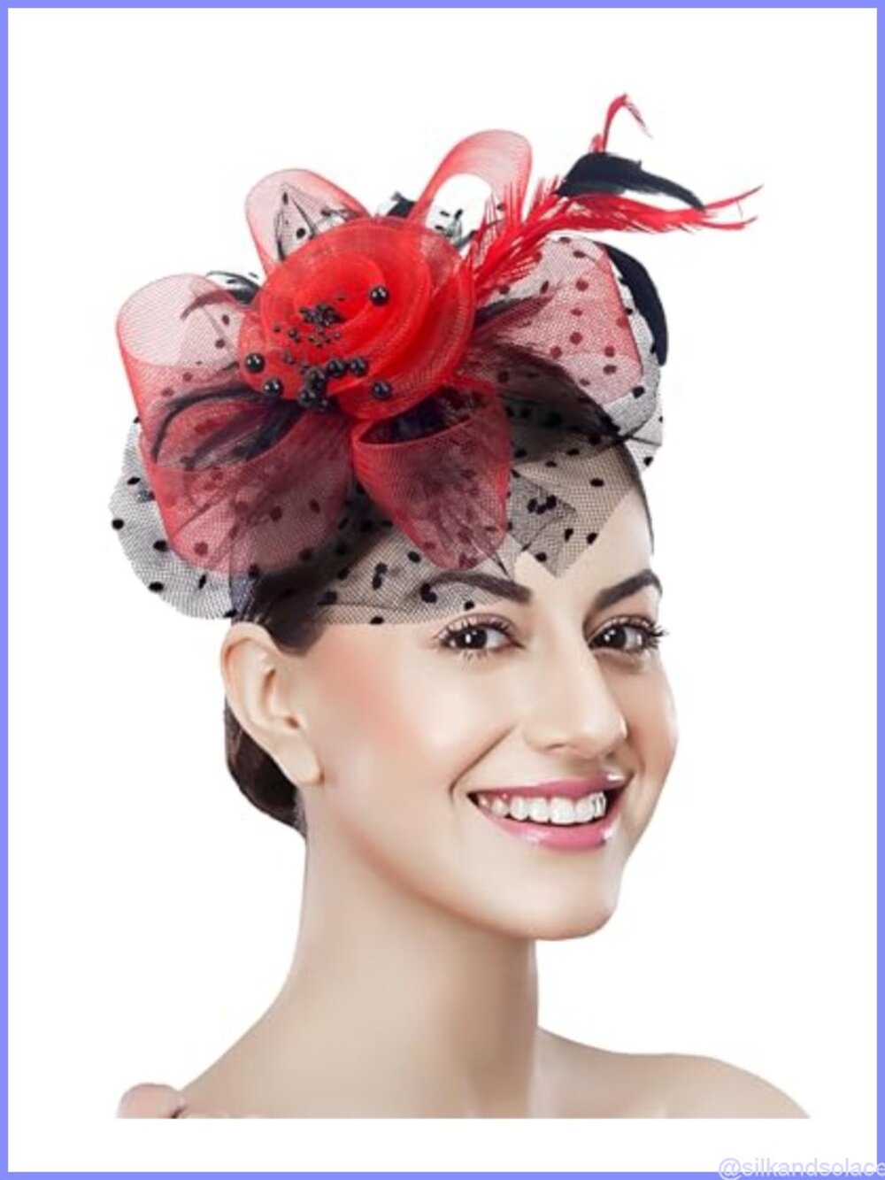 Flower Mesh Feather Fascinator Hair Clip 2-in-1 Tea Party Wedding